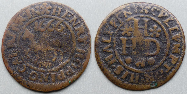 Cullompton, Henry Hopping 1666 halfpenny